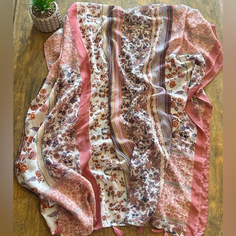 Kimono: Ultra Pink Floral and Striped - Pink and Orange